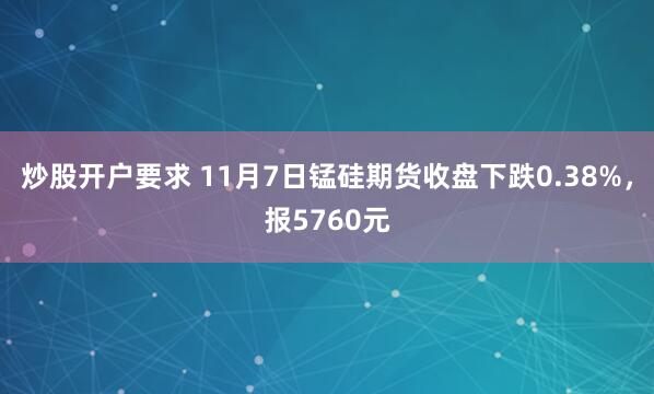 炒股开户要求 11月7日锰硅期货收盘下跌0.38%，报5760元